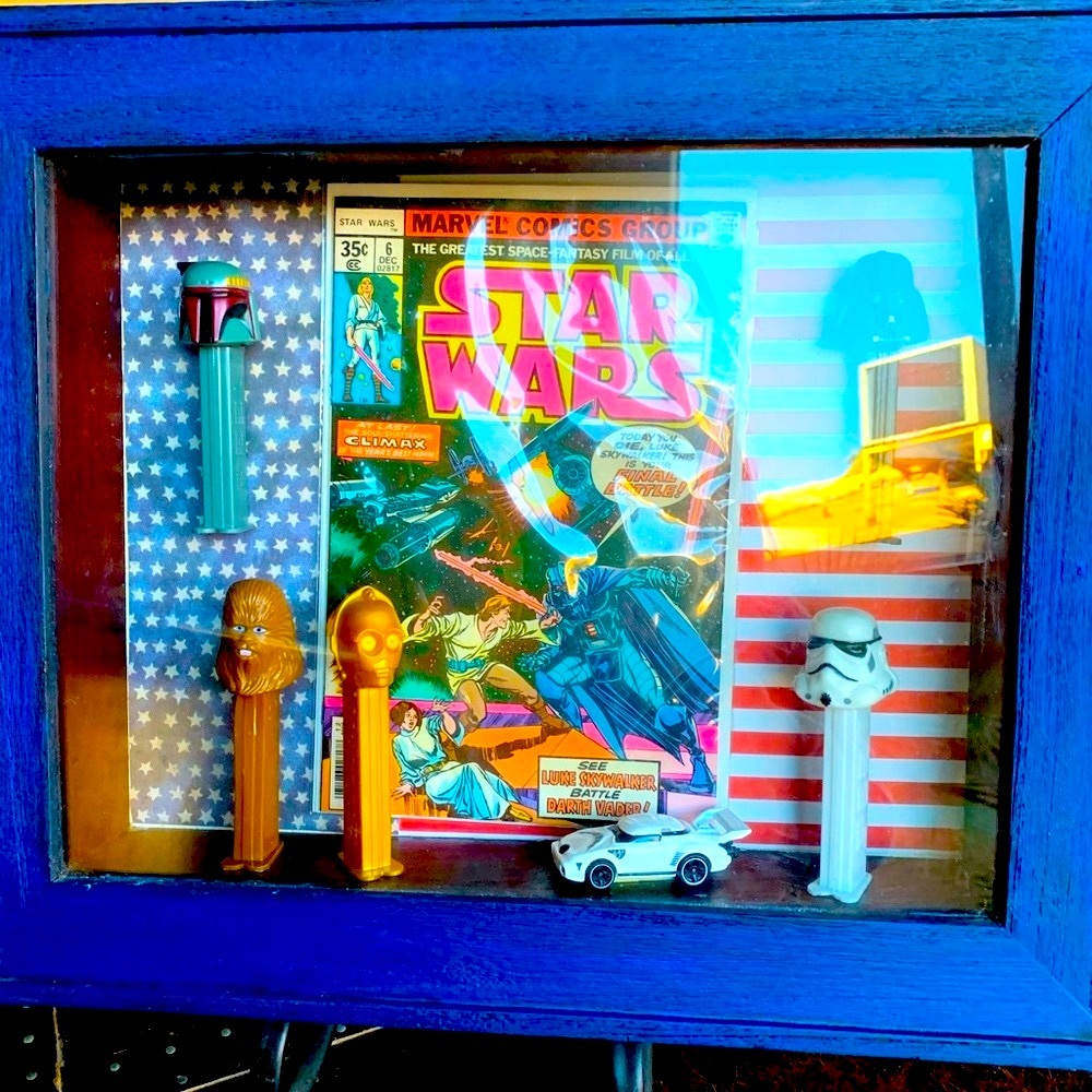Pez Star Wars collectables in Shadow Box